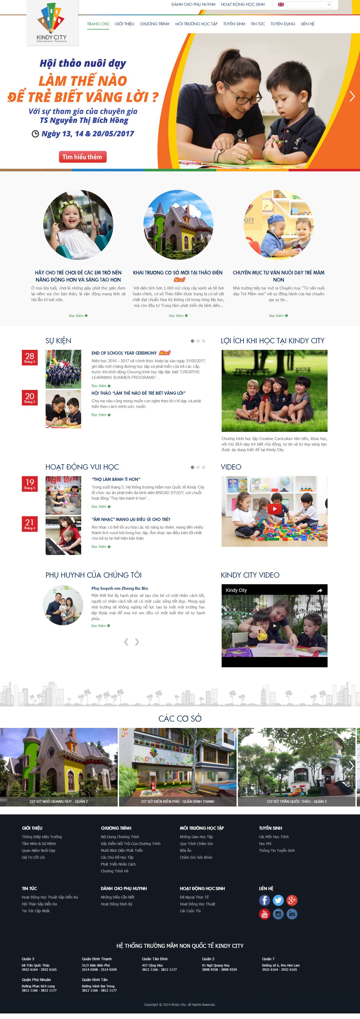 Thiết kế website trường mầm non Kindy Kid đẹp SEO nhanh hiệu quả